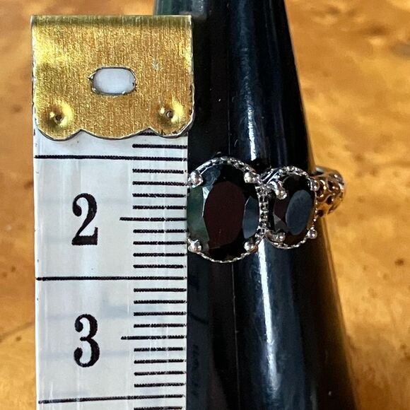 Natural Black Spinel Sterling Silver Ring Size 7 - Picture 7 of 9
